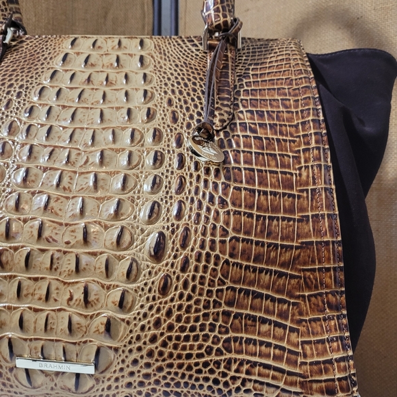 Brahmin Petra II Large Tote Bag Toasted Harmonia Croc Embossed Leather Purse - Picture 2 of 16